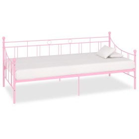 Estructura de cama de metal rosa 90x200