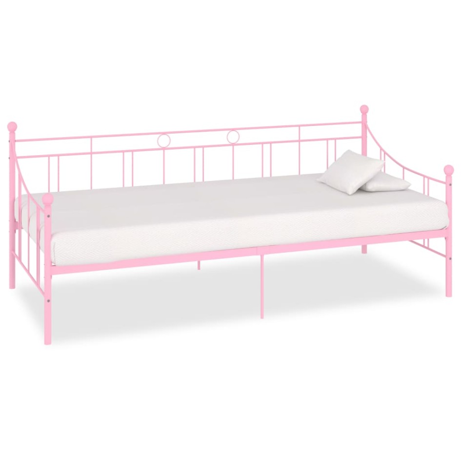 Estructura de cama de metal rosa 90x200