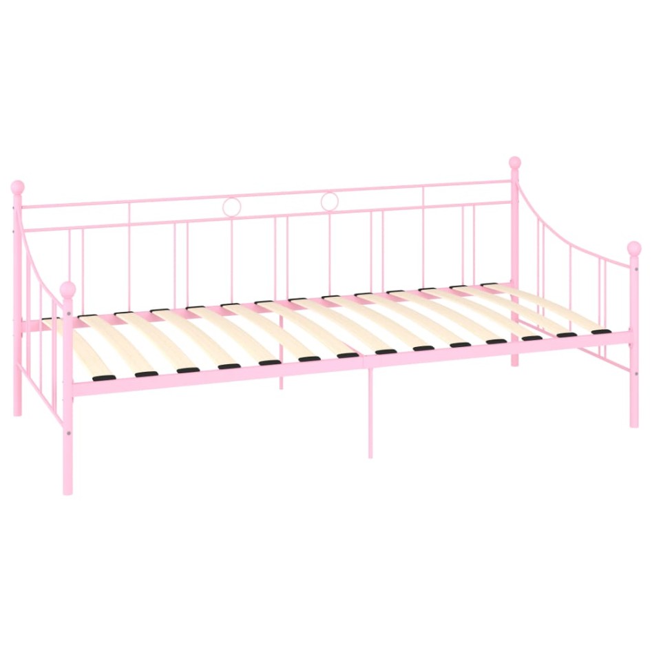 Estructura de cama de metal rosa 90x200