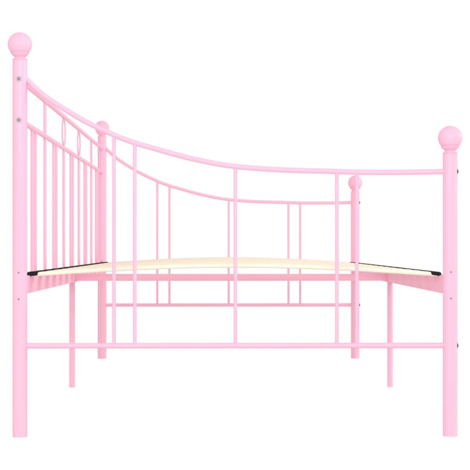 Estructura de cama de metal rosa 90x200