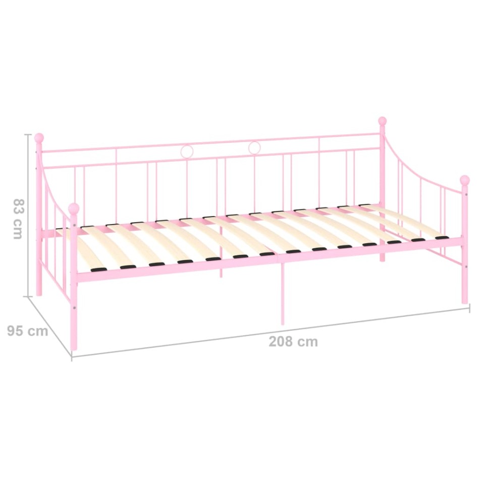 Estructura de cama de metal rosa 90x200