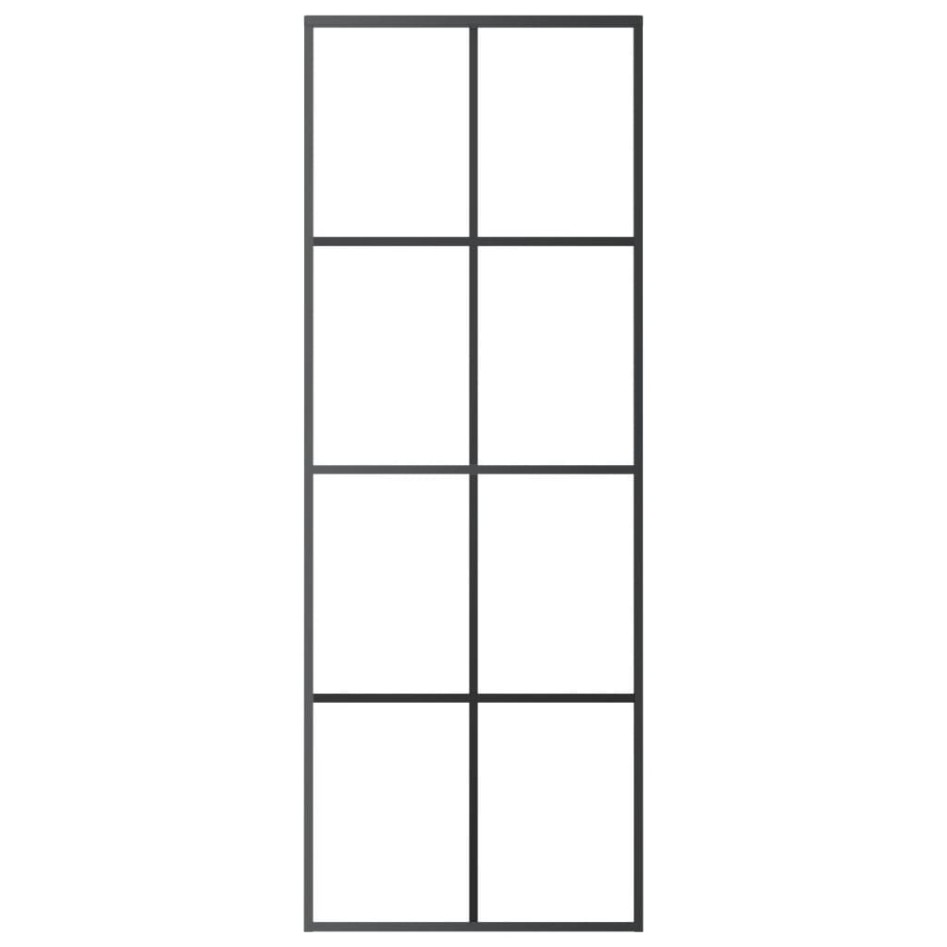 Puerta corredera aluminio y vidrio ESG negra 76x205