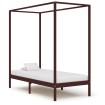 Cama con dosel de madera maciza de pino marrón oscuro 90x200 cm