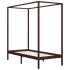 Cama con dosel de madera maciza de pino marrón oscuro 90x200
