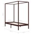 Cama con dosel de madera maciza de pino marrón oscuro 90x200