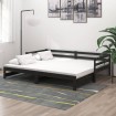 Sofá cama extraíble madera maciza de pino negro 2x(90x200) cm