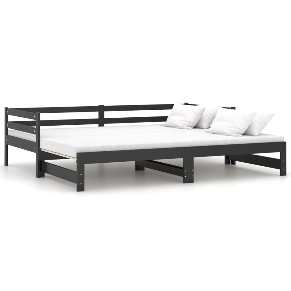 Sofá cama extraíble madera maciza de pino negro 2x(90x200)