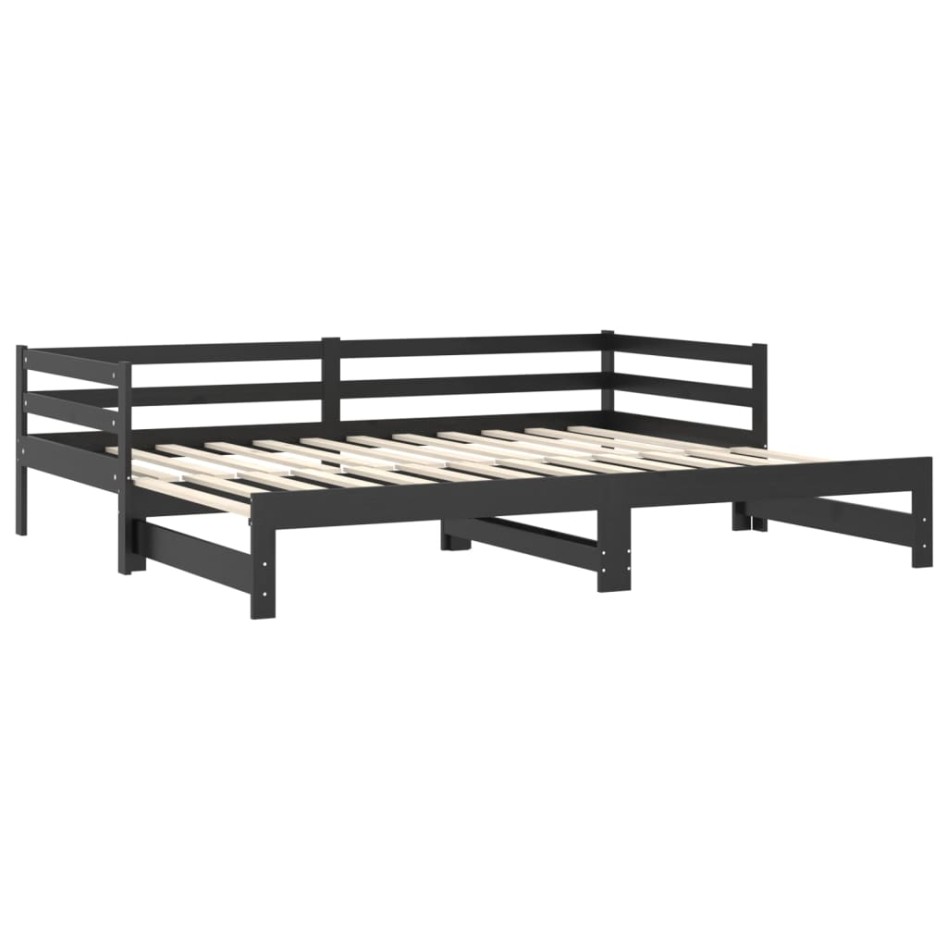 Sofá cama extraíble madera maciza de pino negro 2x(90x200)