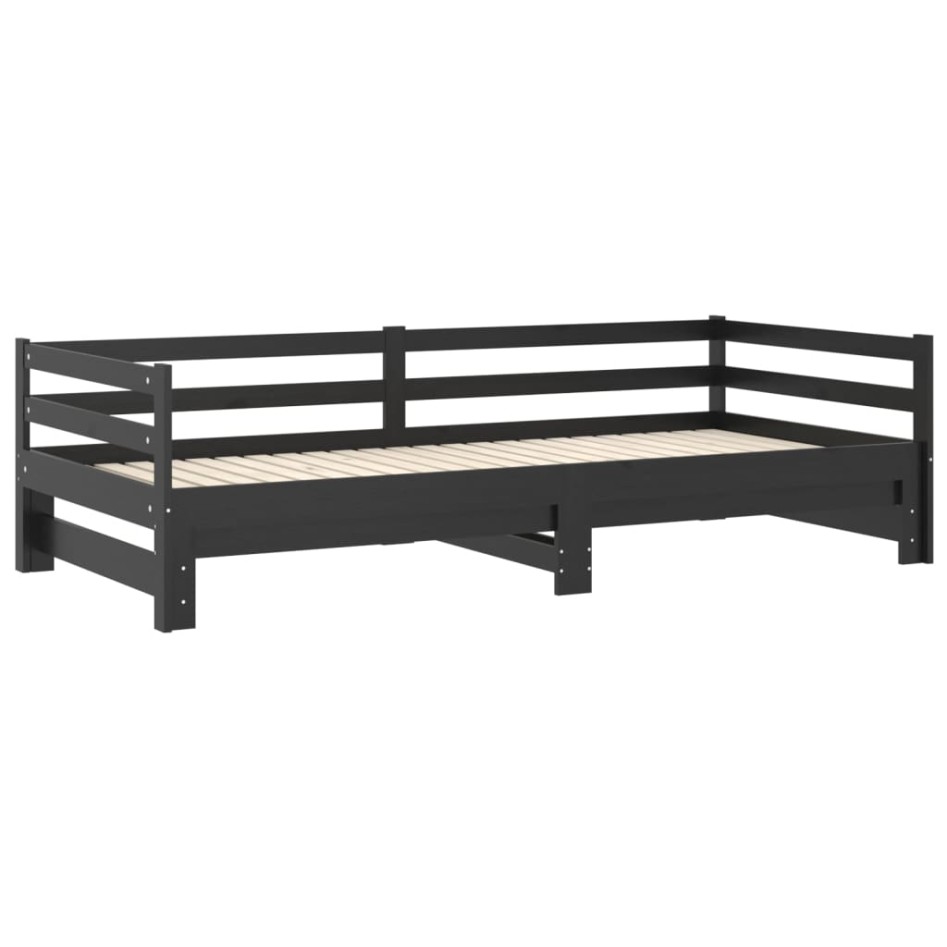 Sofá cama extraíble madera maciza de pino negro 2x(90x200)