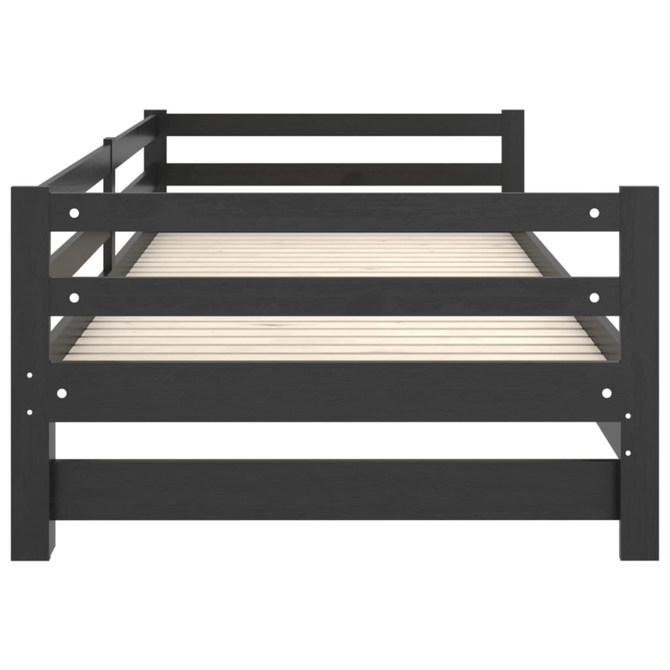 Sofá cama extraíble madera maciza de pino negro 2x(90x200)