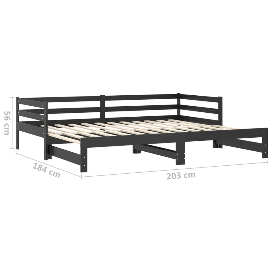 Sofá cama extraíble madera maciza de pino negro 2x(90x200)