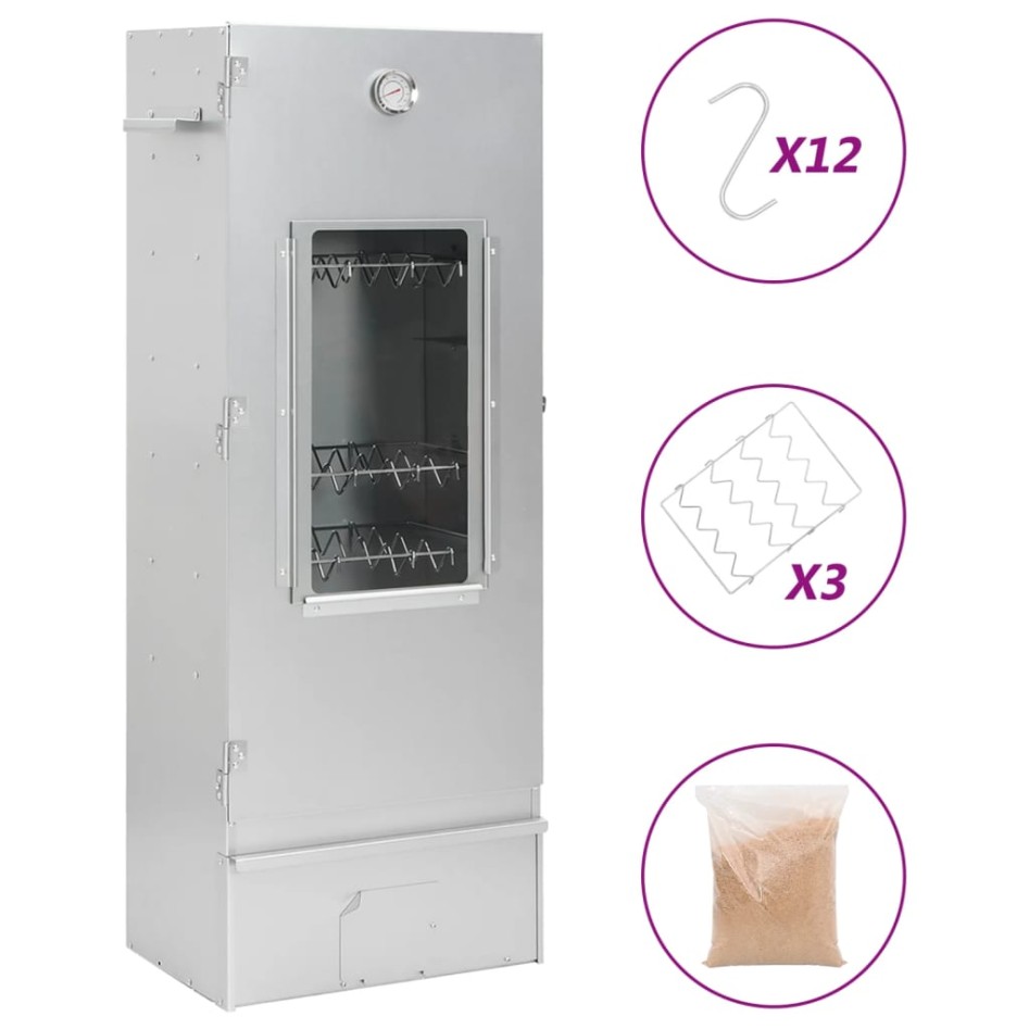 Horno ahumador astillas madera acero galvanizado 44,5x29x110