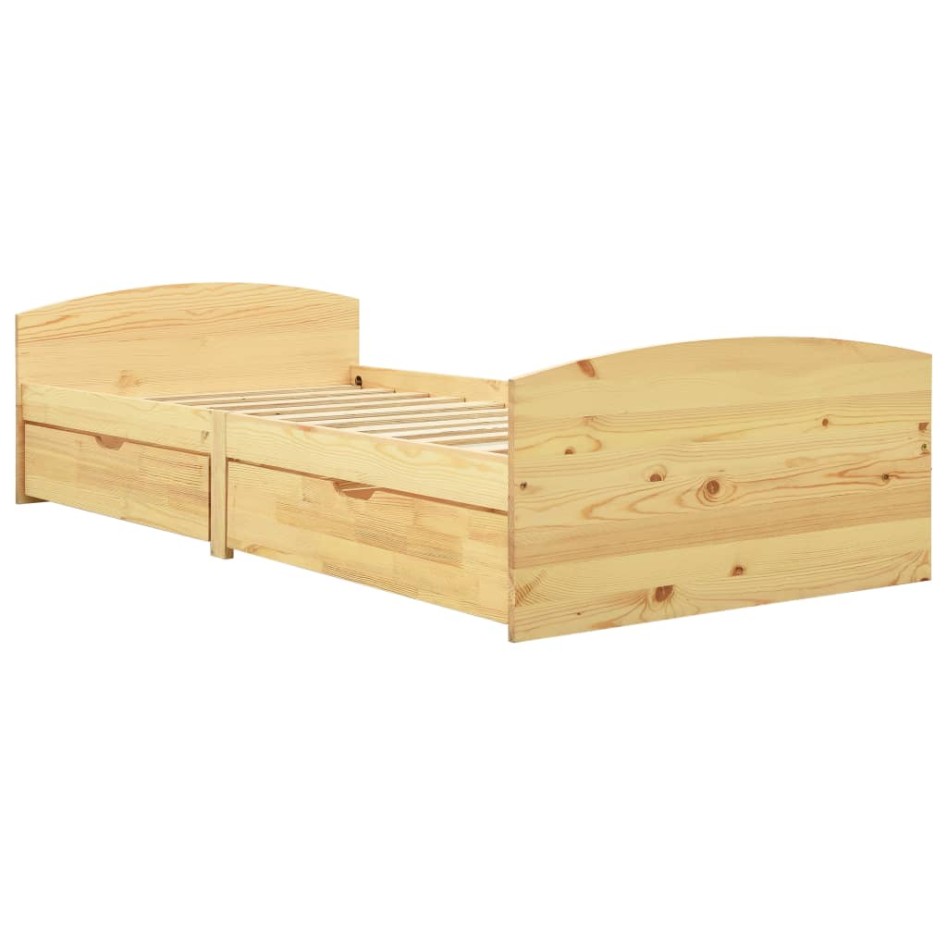 Estructura de cama con 2 cajones madera maciza pino 90x200