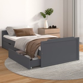 Estructura cama con cajones madera maciza de pino gris