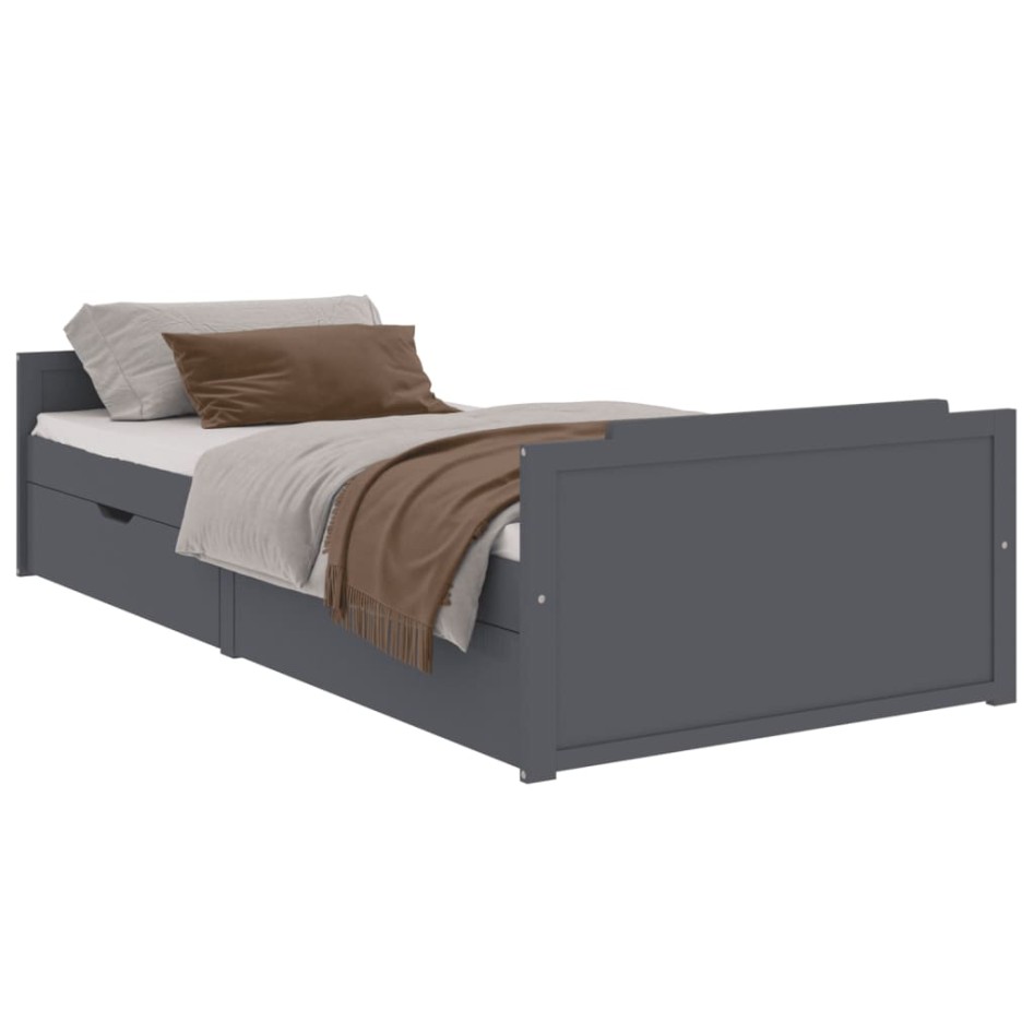Estructura cama con cajones madera maciza de pino gris