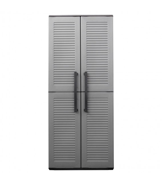 Armario de almacenaje para jardín PP gris y negro 68x37x163 cm