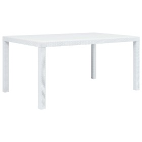 Mesa de jardín plástico aspecto de ratán blanco 150x90x72
