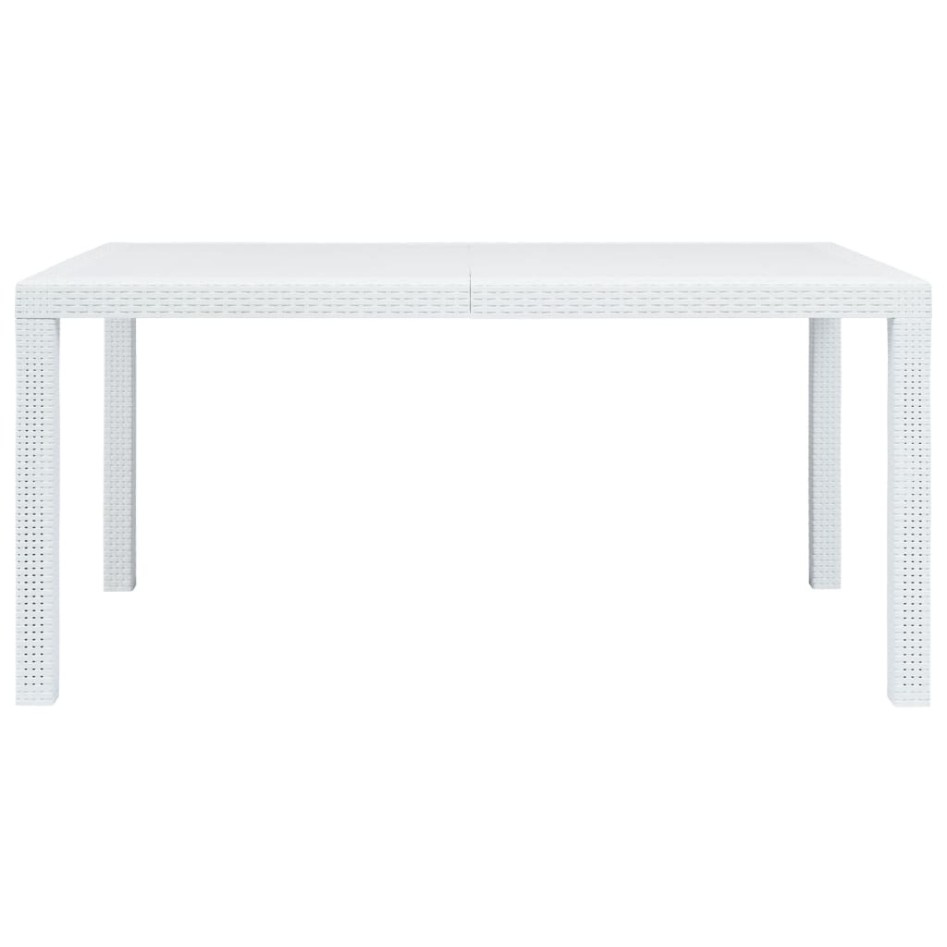 Mesa de jardín plástico aspecto de ratán blanco 150x90x72