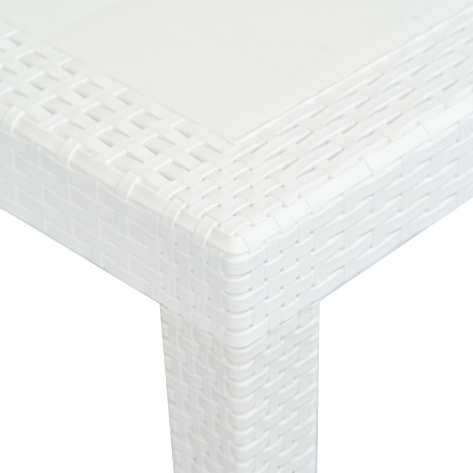 Mesa de jardín plástico aspecto de ratán blanco 150x90x72
