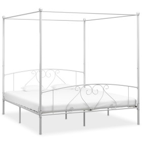 Estructura de cama con dosel metal blanco 200x200
