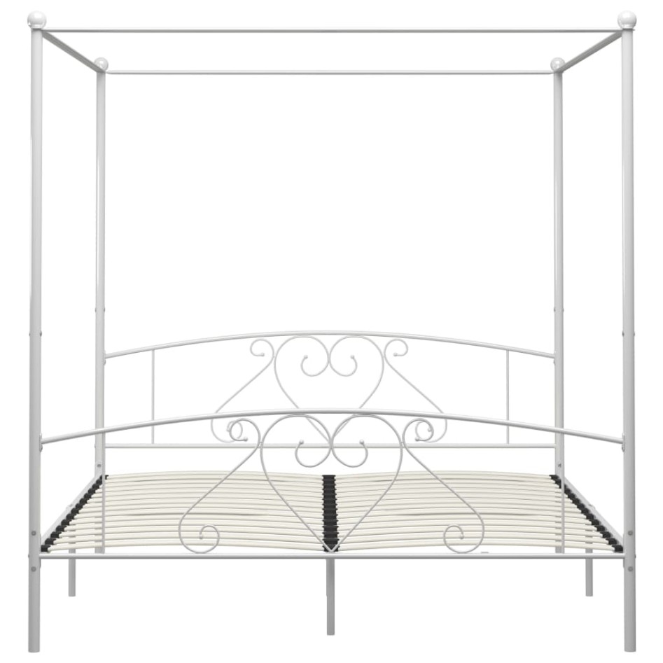 Estructura de cama con dosel metal blanco 200x200