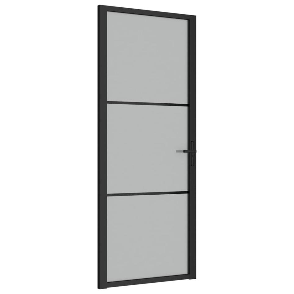 Puerta interior de vidrio y aluminio negro mate 83x201,5