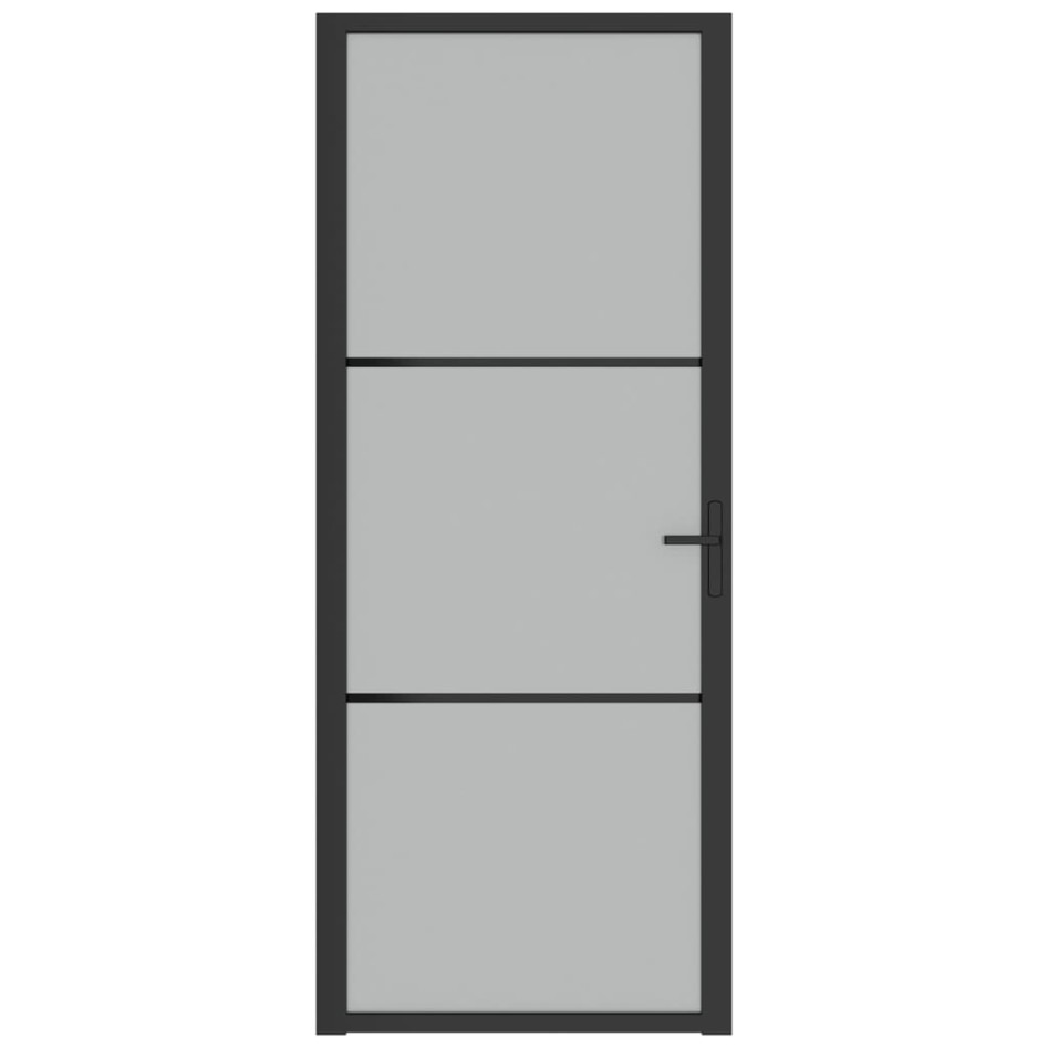 Puerta interior de vidrio y aluminio negro mate 83x201,5