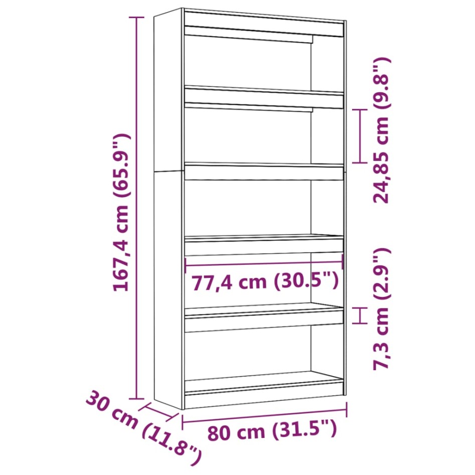 Estantería/divisor de espacios madera de pino 80x30x167,4