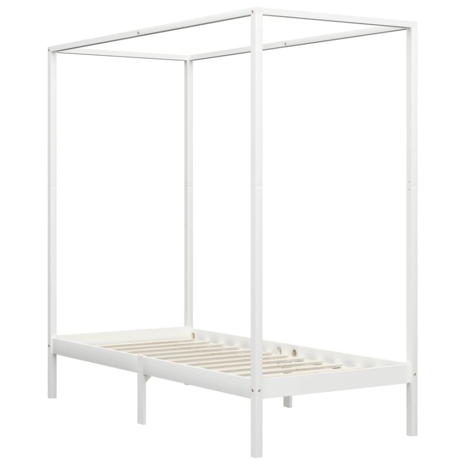 Estructura cama con dosel madera maciza pino blanco 100x200