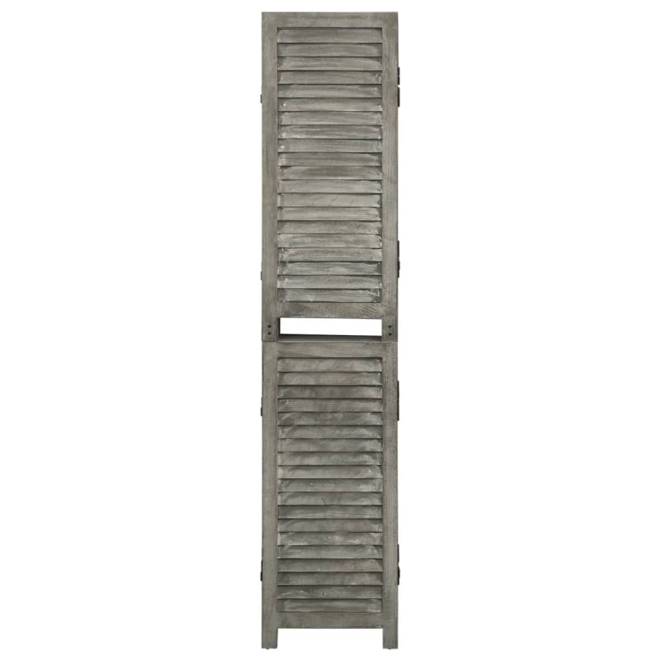 Biombo de 6 paneles de madera maciza gris 214x166