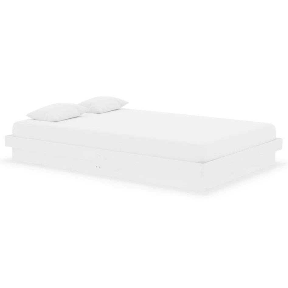 Estructura de cama doble pequeña madera maciza blanca