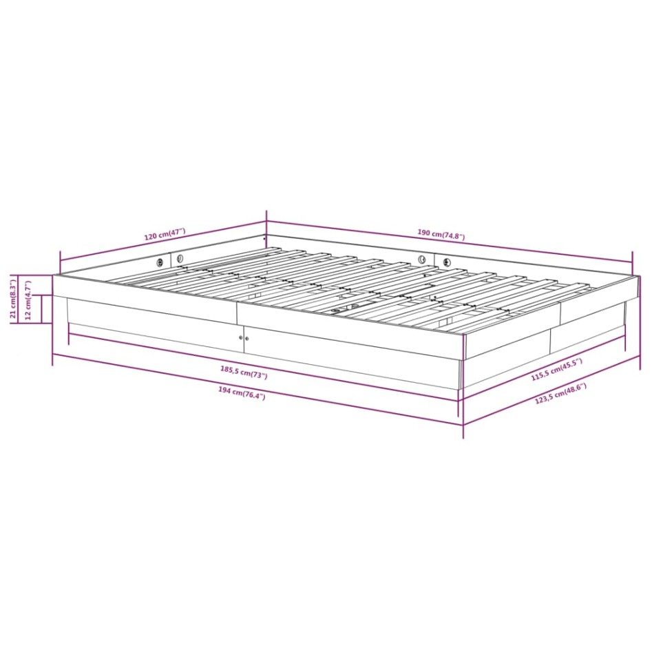 Estructura de cama doble pequeña madera maciza blanca