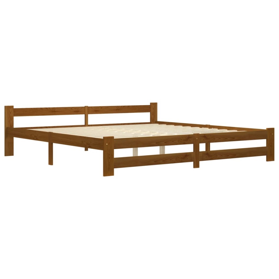 Estructura de cama madera maciza pino marrón miel 200x200