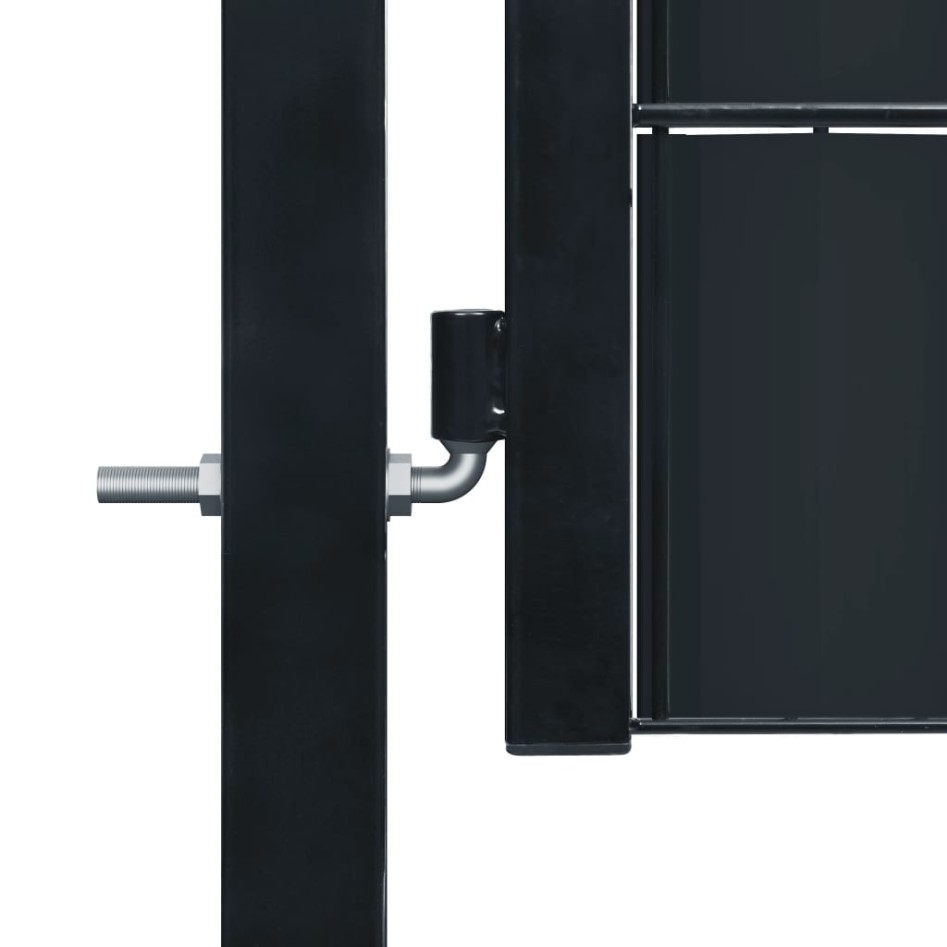 Puerta de valla de PVC y acero gris antracita 100x81