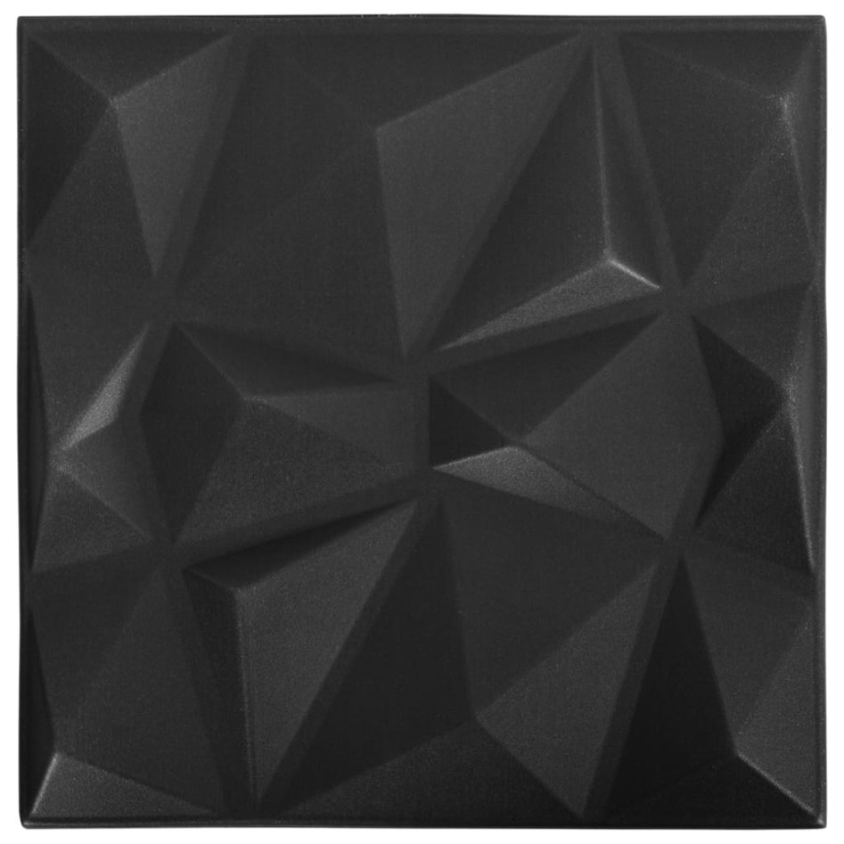 Paneles de pared 3D 48 unidades 50x50 cm negro diamante 12