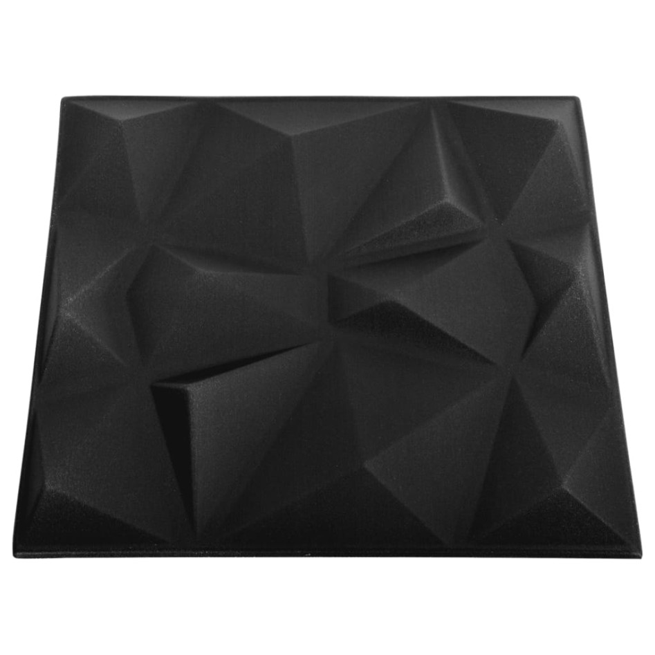 Paneles de pared 3D 48 unidades 50x50 cm negro diamante 12