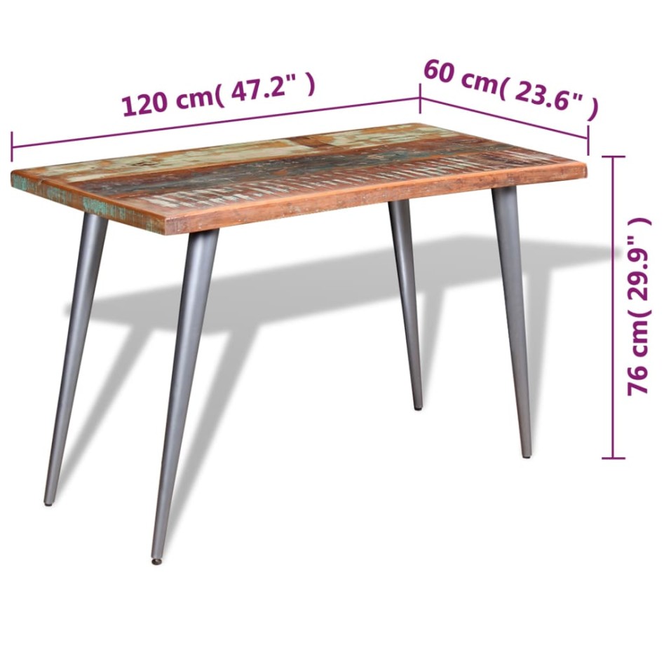 Mesa de comedor madera maciza reciclada 120x60x76
