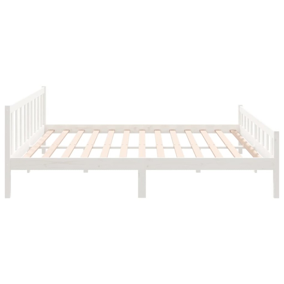 Estructura de cama de madera maciza blanca 160x200