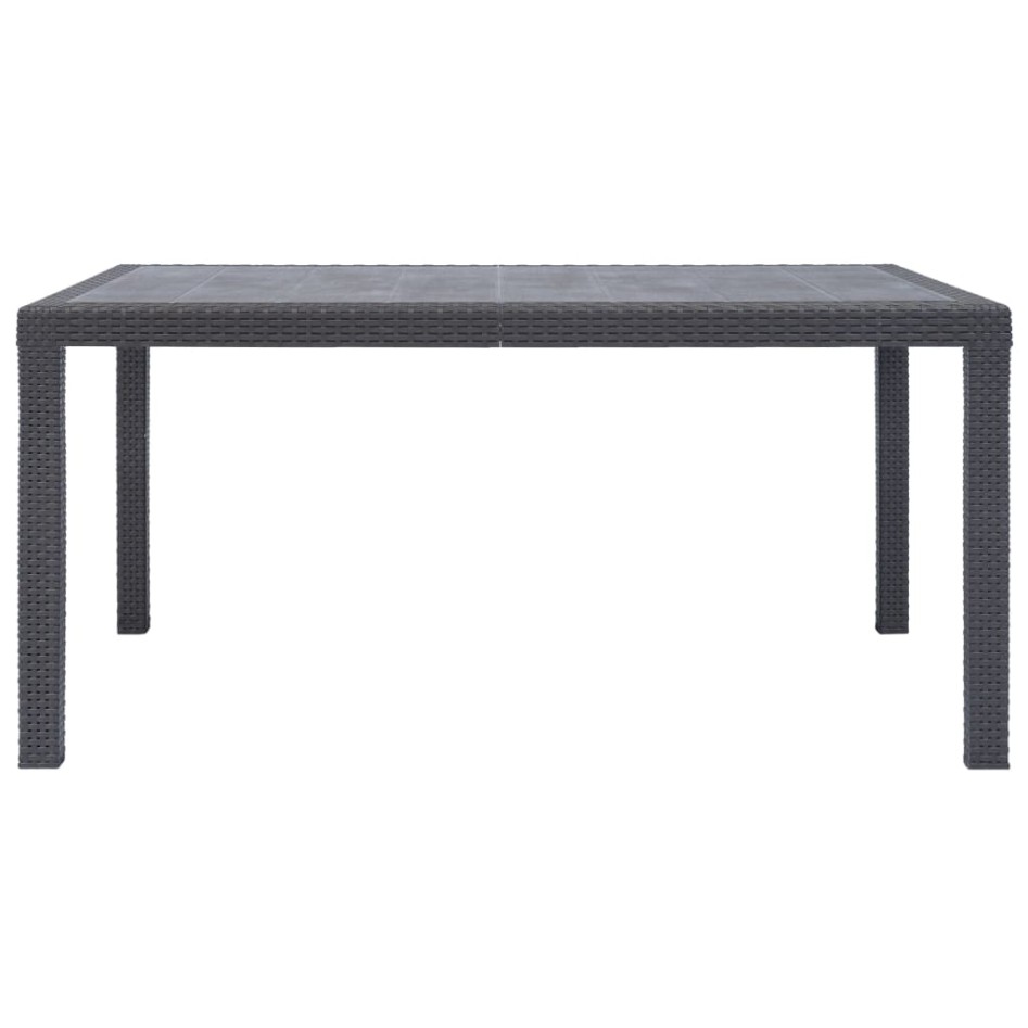Mesa de jardín de plástico aspecto ratán marrón 150x90x72