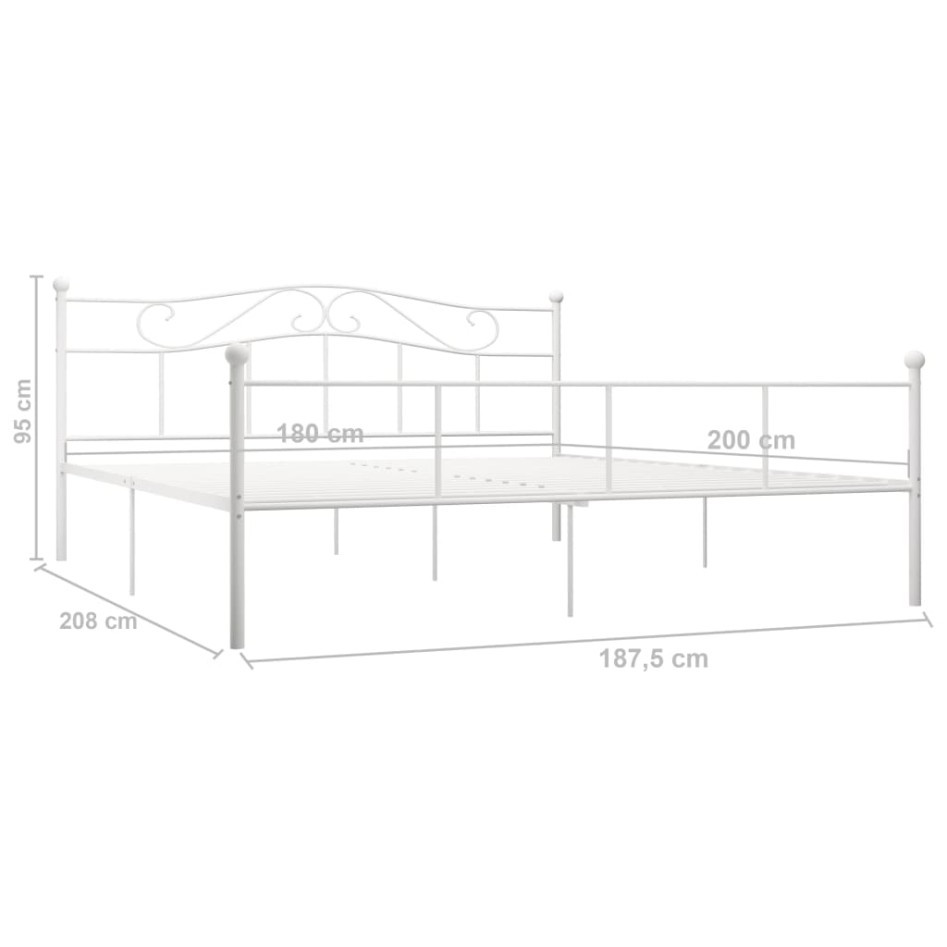 Estructura de cama de metal blanco 180x200