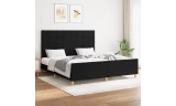 Estructura de cama con cabecero de tela negro 160x200 cm