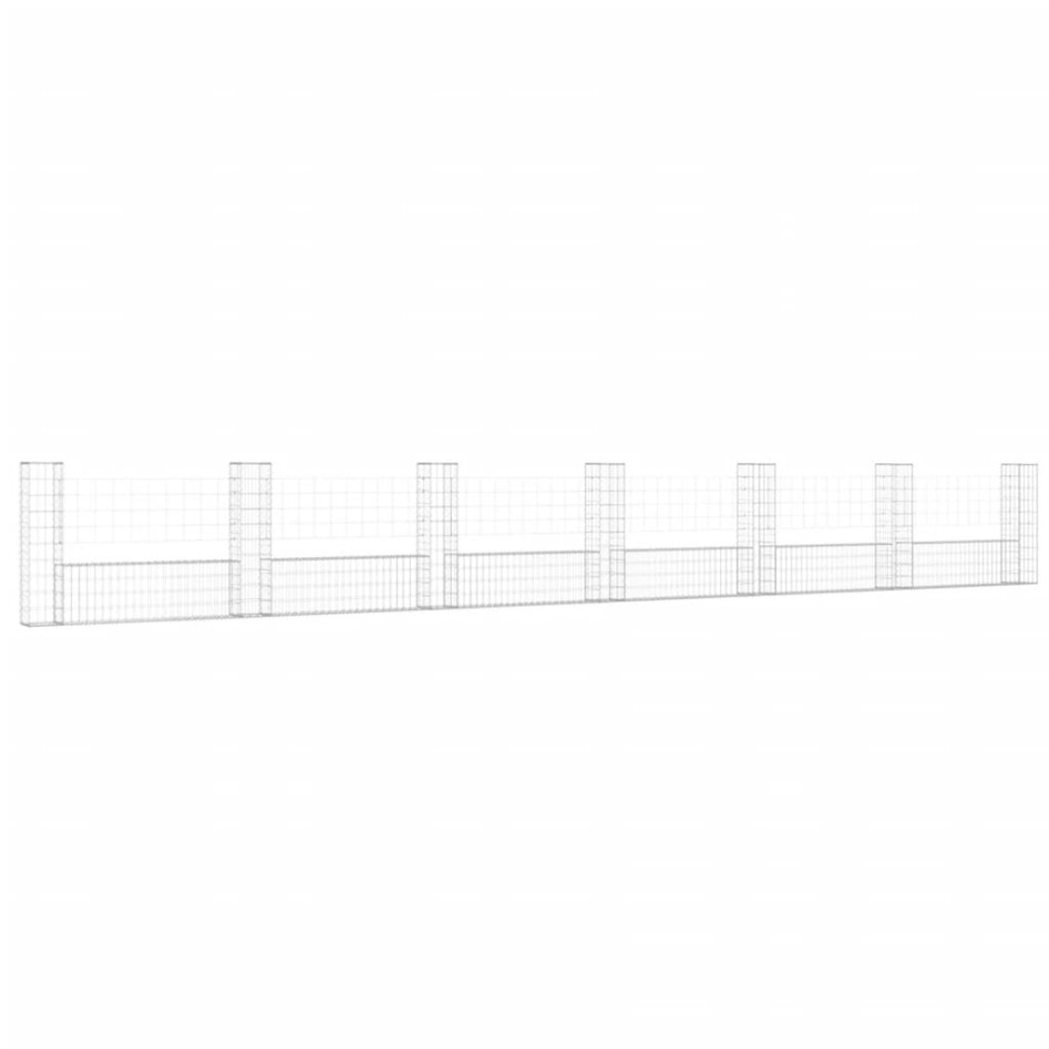 Cesta de gaviones forma de U 2 postes de hierro 740x20x100