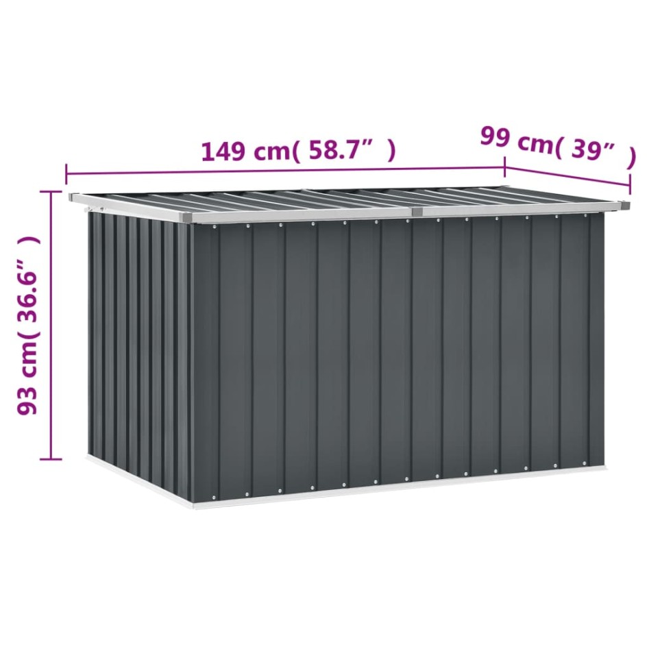 Caja de almacenaje para jardín gris 149x99x93