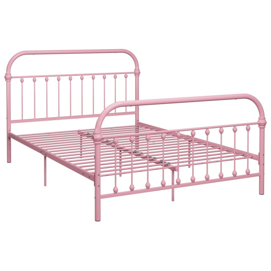 Estructura de cama de metal rosa 160x200