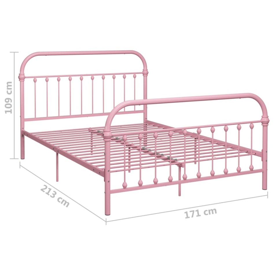 Estructura de cama de metal rosa 160x200