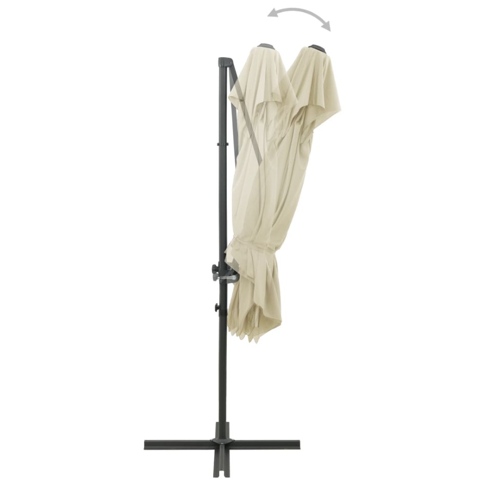 Sombrilla voladiza con cubierta doble arena 250x250