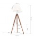 Lámpara de trípode madera maciza de teca marrón y blanco 141 cm