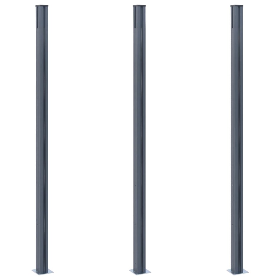 Postes de valla 3 unidades aluminio gris oscuro 185