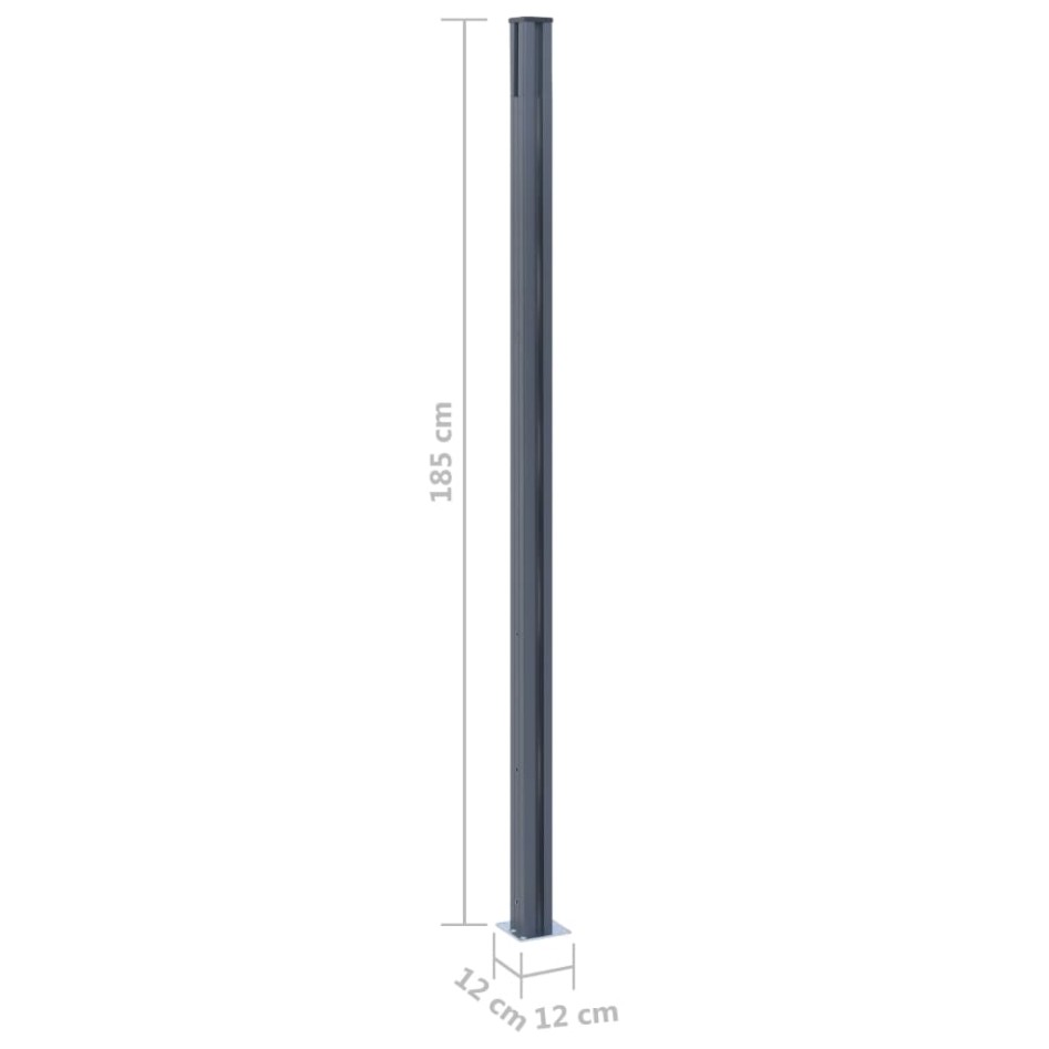 Postes de valla 3 unidades aluminio gris oscuro 185