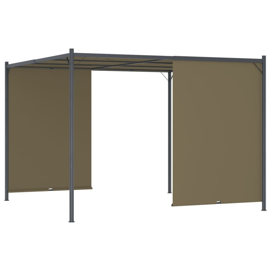 Pérgola de jardín con tejado retráctil gris taupe 3x3m 180